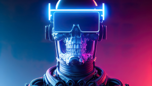 Cyberpunk skull robot